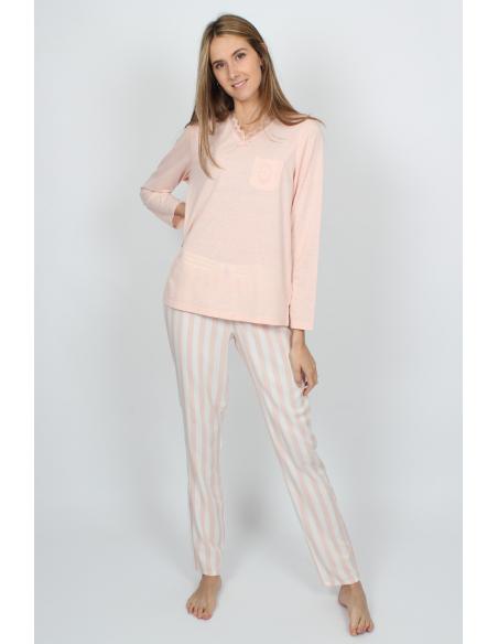 ADMAS CLASSIC Pijama Manga Larga Classic Stripes para Mujer - Imagen 4