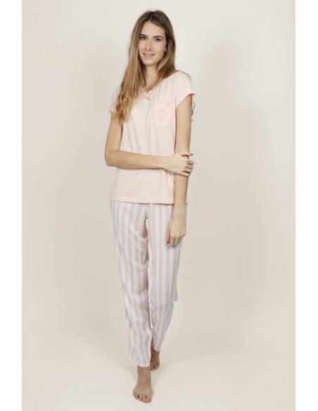 ADMAS CLASSIC Pijama Manga Corta Classic Stripes para Mujer - Imagen 4