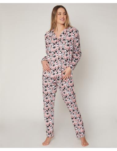 Pijama DISNEY Abierto Manga Larga Bowtiful Minnie Mouse para Mujer