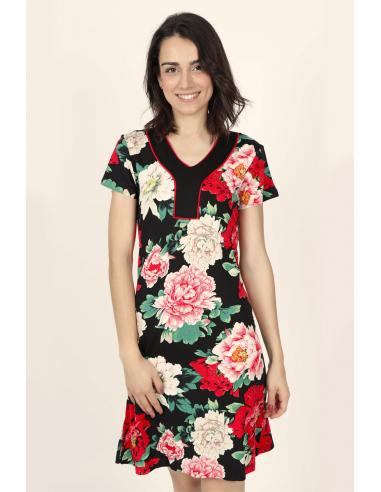 ADMAS Vestido Manga Corta Nightflowers para Mujer, Talla Grande - Imagen 1