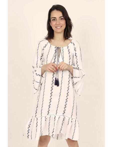 ADMAS Vestido Manga Larga Embroidery Lines para Mujer - Imagen 1