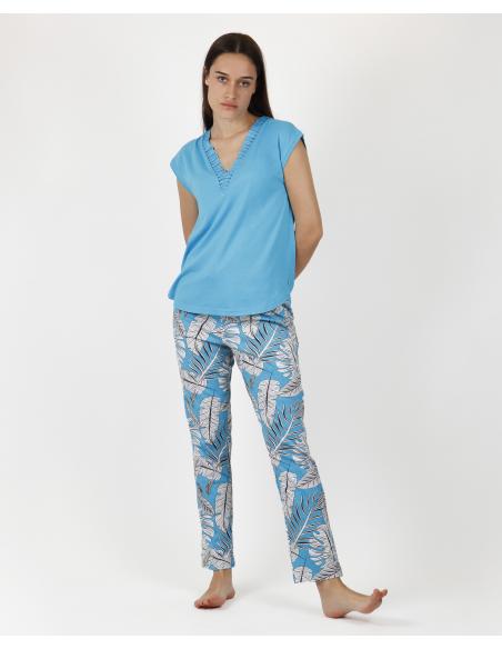 ADMAS GARDEN Pijama Manga Corta Leaves para Mujer - Imagen 1