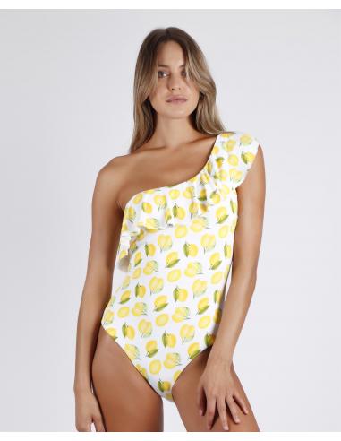 ADMAS Bañador Copas Volante Lemons para Mujer - Imagen 1