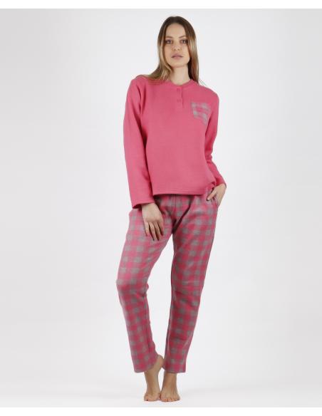 ADMAS Pijama Manga Larga Vichy para Mujer