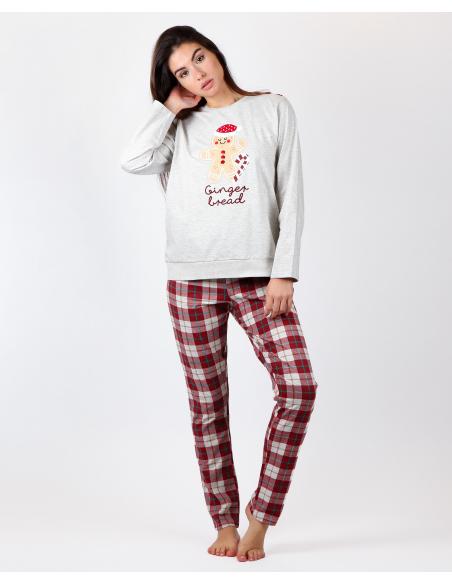 ADMAS Pijama Manga Larga Gingerbread para Mujer