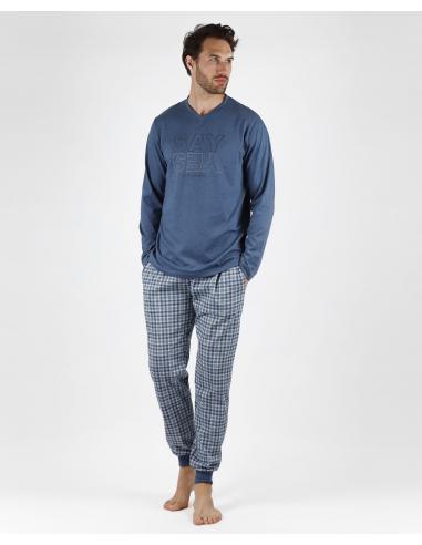 STAY AT HOME Pijama Manga Larga Say Yes para Hombre