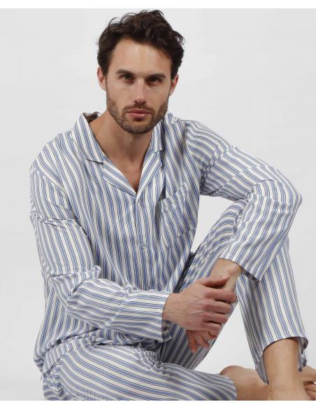 ADMAS CLASSIC Pijama Abierto Manga Larga Fashion Stripes para Hombre