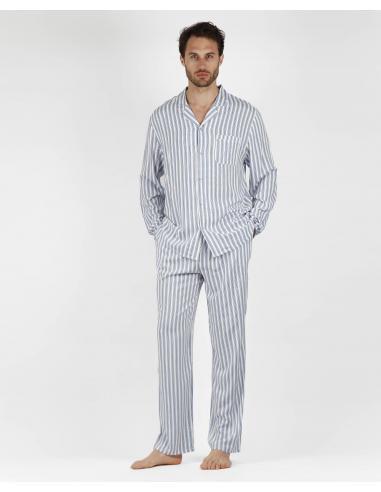 ADMAS CLASSIC Pijama Abierto Manga Larga Fashion Stripes para Hombre