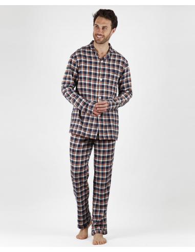 ADMAS CLASSIC Pijama Abierto Manga Larga Mountain Check para Hombre