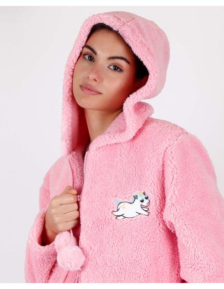 MR WONDERFUL Bata Manga Larga Calentita Unicornio para Mujer