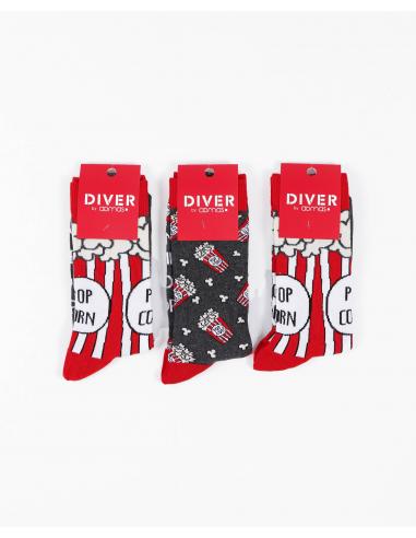 DIVER Calcetín Mediano Pop Corn para Mujer, (Caja de 12 pares)