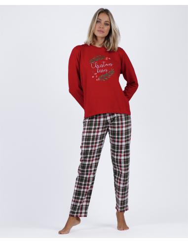 ADMAS Pijama Manga Larga Christmas Kisses para Mujer