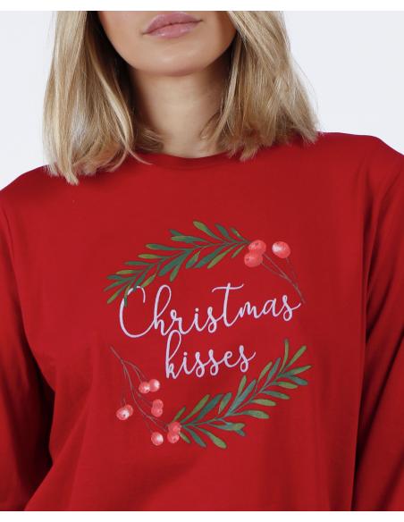 ADMAS Pijama Manga Larga Christmas Kisses para Mujer