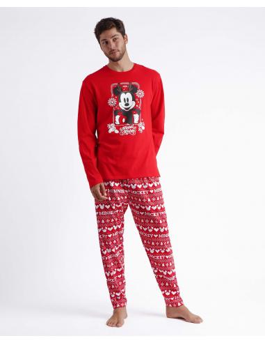 DISNEY Pijama Manga Larga Mickey Christmas para Hombre