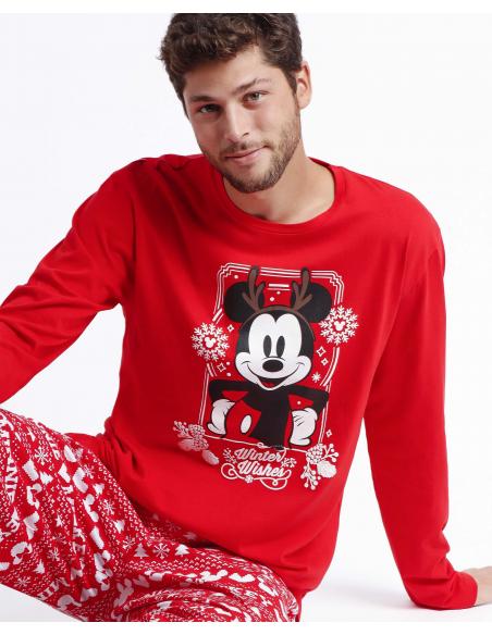 DISNEY Pijama Manga Larga Mickey Christmas para Hombre