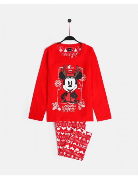 DISNEY Pijama Manga Larga Mickey Christmas para Niña