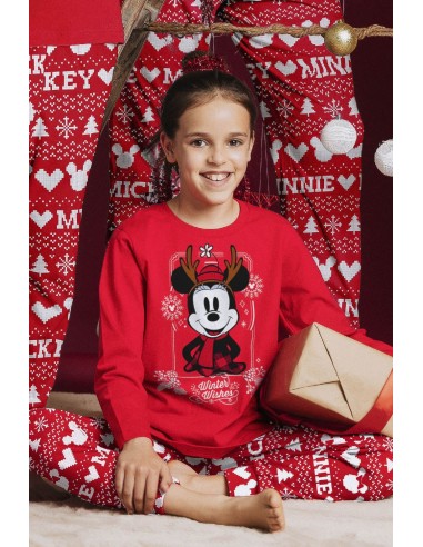 DISNEY Pijama Manga Larga Mickey Christmas para Niña 1