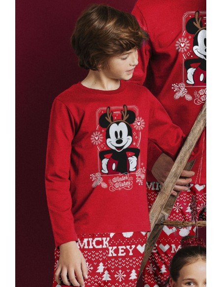 DISNEY Pijama Manga Larga Mickey Christmas para Niño 1