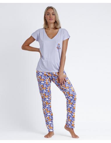 ADMAS GARDEN Pijama Manga Corta Mauve & Orange para Mujer