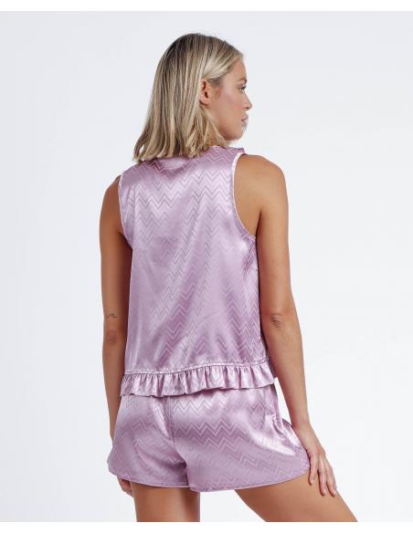 ADMAS GARDEN Pijama Abierto Volantes Satin ZigZag para Mujer