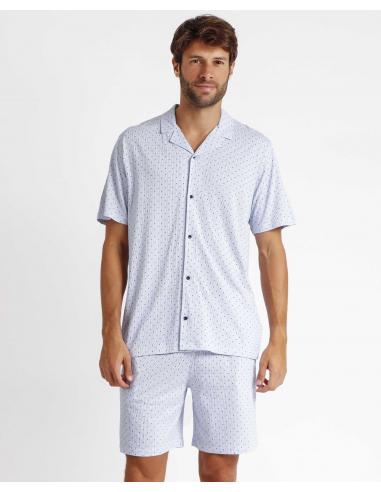 ADMAS CLASSIC Pijama Abierto Manga Corta Stripes & Dots para Hombre