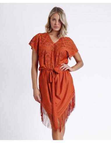 Vestido Manga Corta Sunset Palm para Mujer