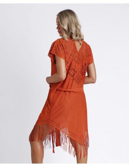 Vestido Manga Corta Sunset Palm para Mujer