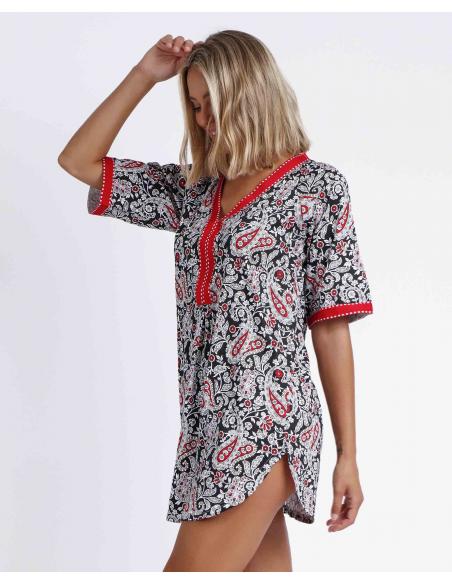 ADMAS Vestido Kaftan Black Cachemire para Mujer