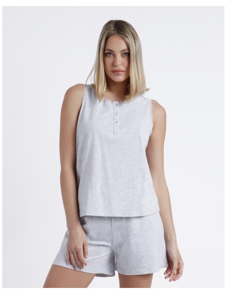 ADMAS CLASSIC Pijama Sin Mangas Romantic Grey para Mujer