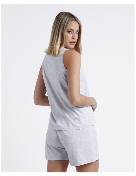 ADMAS CLASSIC Pijama Sin Mangas Romantic Grey para Mujer 3