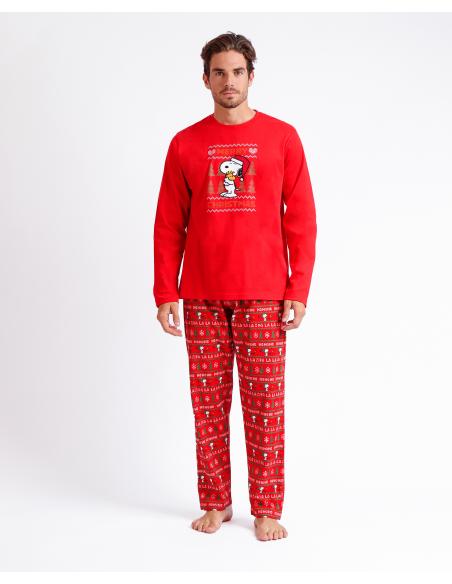 PEANUTS Pijama Manga Larga Merry Christmas para Hombre