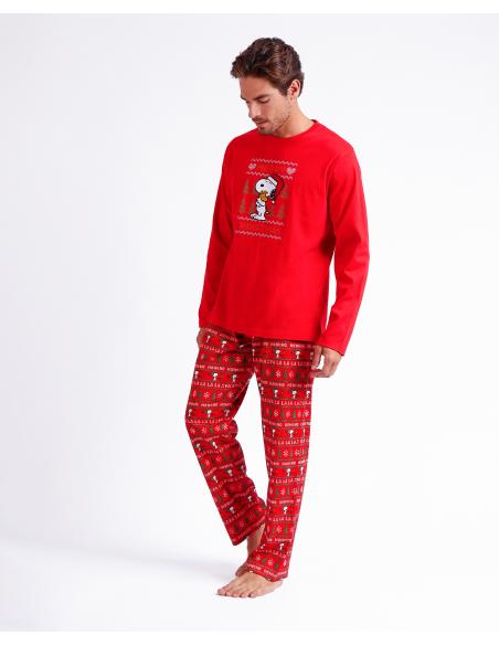 PEANUTS Pijama Manga Larga Merry Christmas para Hombre