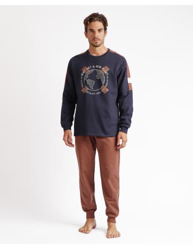 NEW PLAN Pijama Manga Larga Mountains para Hombre