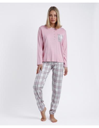 ADMAS CLASSIC Pijama Tapeta Manga Larga Soft Pink Paradise para Mujer