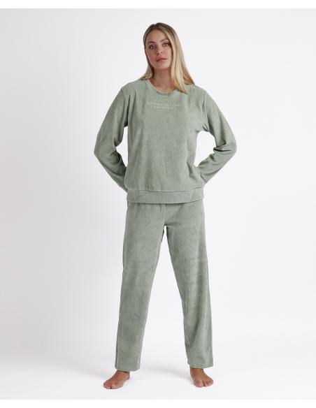 ADMAS Pijama Manga Larga Corduroy para Mujer