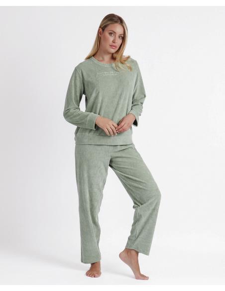 ADMAS Pijama Manga Larga Corduroy para Mujer