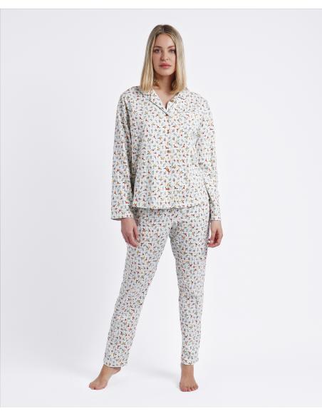 ADMAS GARDEN Pijama Abierto Manga Larga Autumn Vichy para Mujer