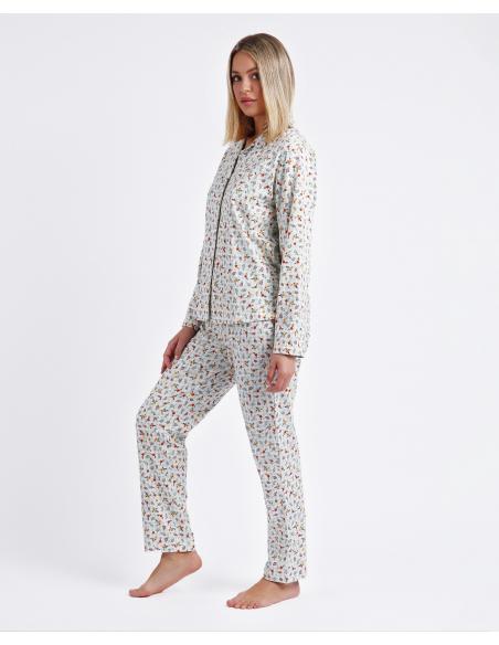 ADMAS GARDEN Pijama Abierto Manga Larga Autumn Vichy para Mujer