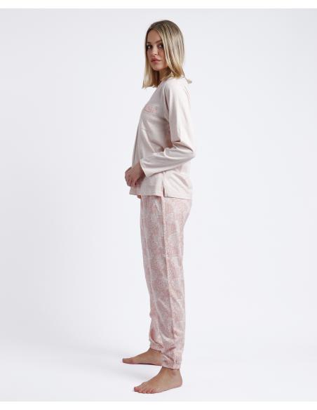 ADMAS CLASSIC Pijama Tapeta Manga Larga Soft Coral Style para Mujer