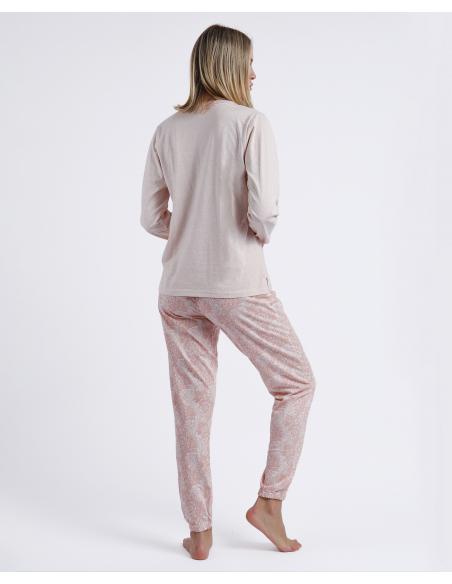 ADMAS CLASSIC Pijama Tapeta Manga Larga Soft Coral Style para Mujer