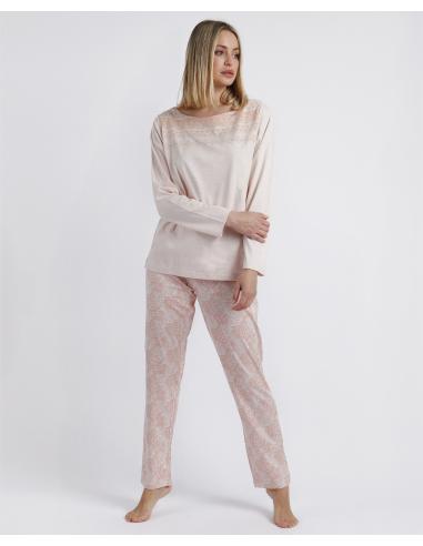 ADMAS CLASSIC Pijama Manga Larga Soft Coral Style para Mujer