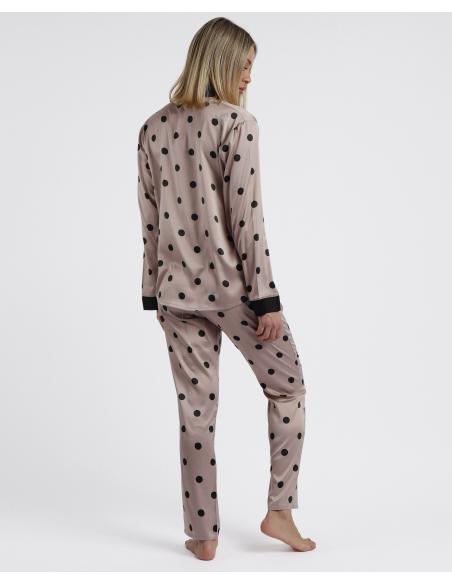 ADMAS CLASSIC Pijama Abierto Manga Larga Satin Elegant Dots para Mujer