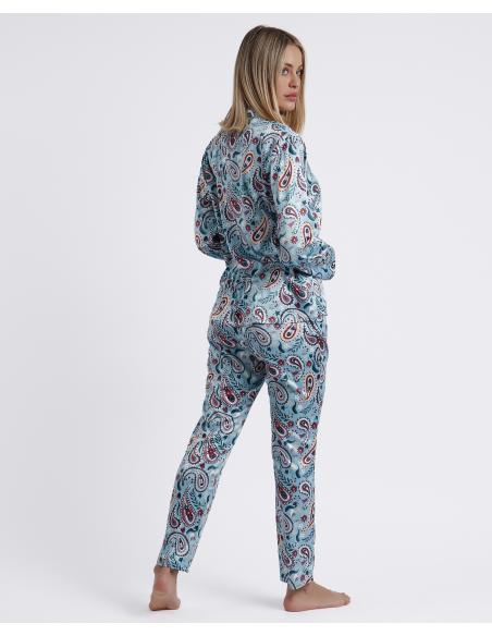 ADMAS GARDEN Pijama Abierto Manga Larga Water Paisley para Mujer