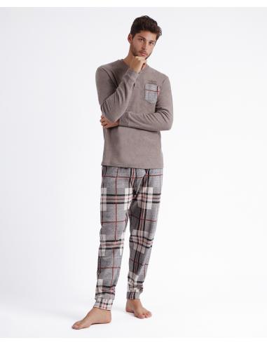 ADMAS MAGNIFIC Pijama Manga Larga Tapeta Tartan para Hombre