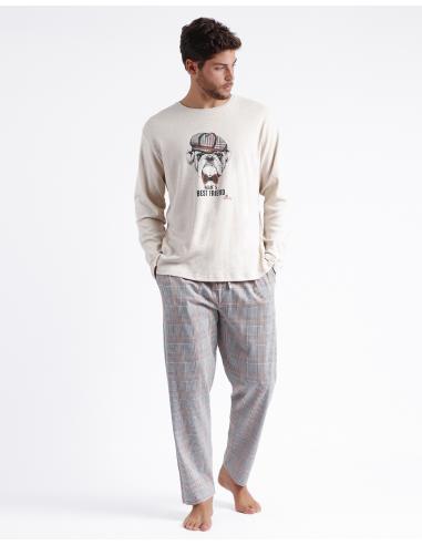 ADMAS Pijama Manga Larga Bulldog para Hombre