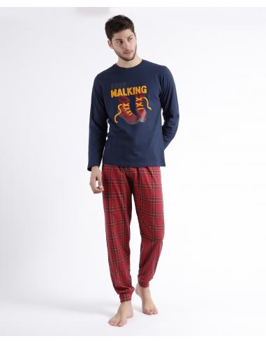 ADMAS Pijama Manga Larga Keep Walking A para Hombre