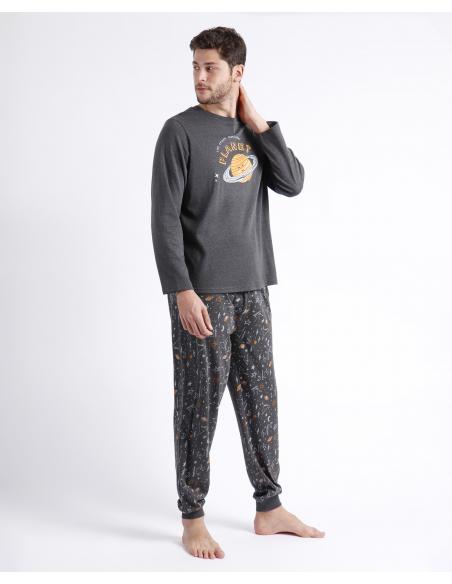 DIVER Pijama Manga Larga Planet para Hombre