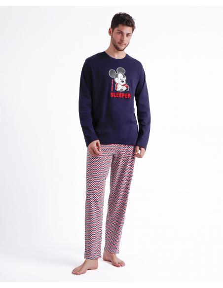 DISNEY Pijama Manga Larga Mickey Zigzag para Hombre