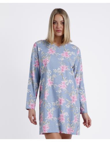 ADMAS GARDEN Camisola Manga Larga Pink & Blue Flowers para Mujer