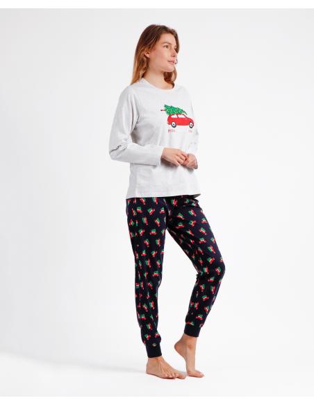 ADMAS Pijama Manga Larga Xmas Tree para Mujer